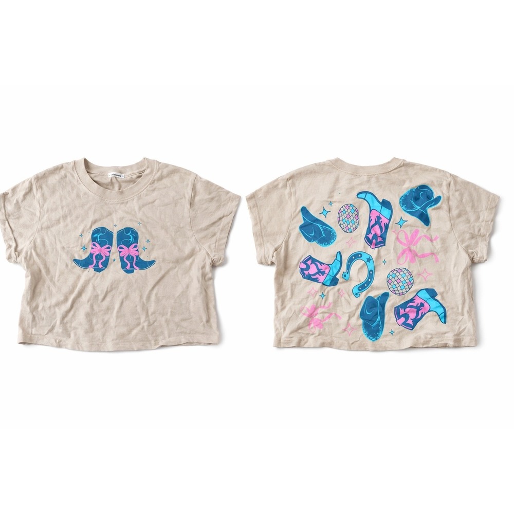 Western Coquette Cowboy Graphic Baby Tee Womens Cropped Y2K Rodeo Stagecoach Top - Picture 2 of 11